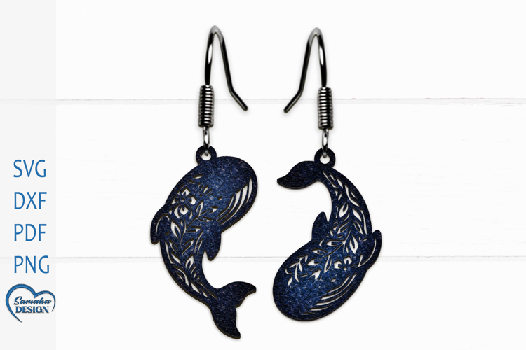 Whale Earrings Laser Cut. Boho Sea Earrings Laser Cut.