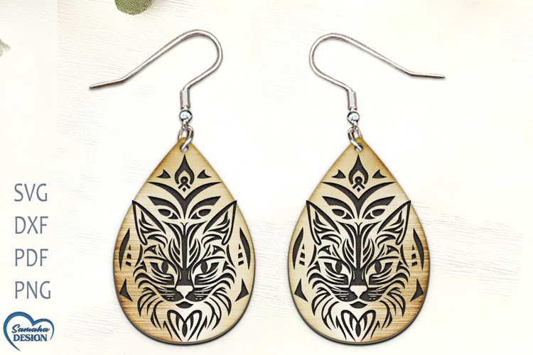 Cat Earrings Laser Cut. Cat Silhouette Laser Cut.