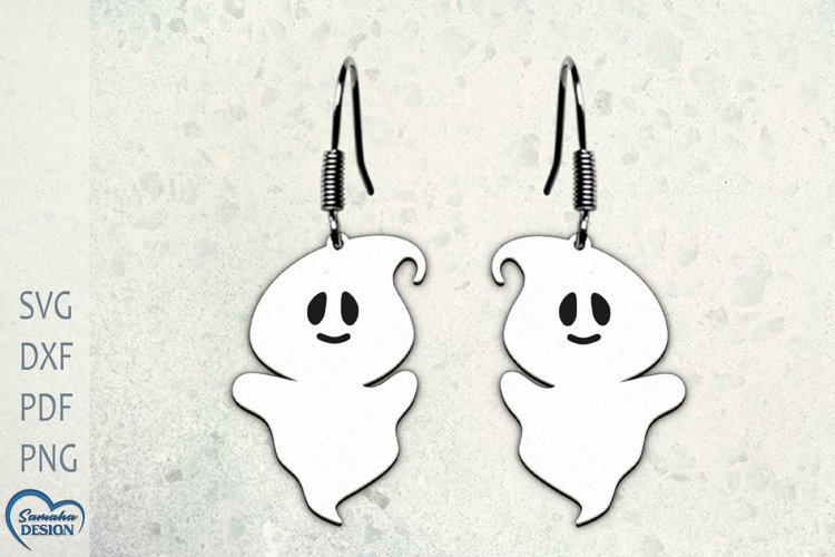 Earrings Laser Cut. Cute Ghost Laser Cut. HalloweenSVG.