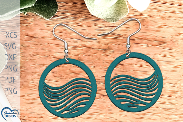 Modern Wave Earrings Laser Cut. Boho Earrings Laser Cut. example image 1