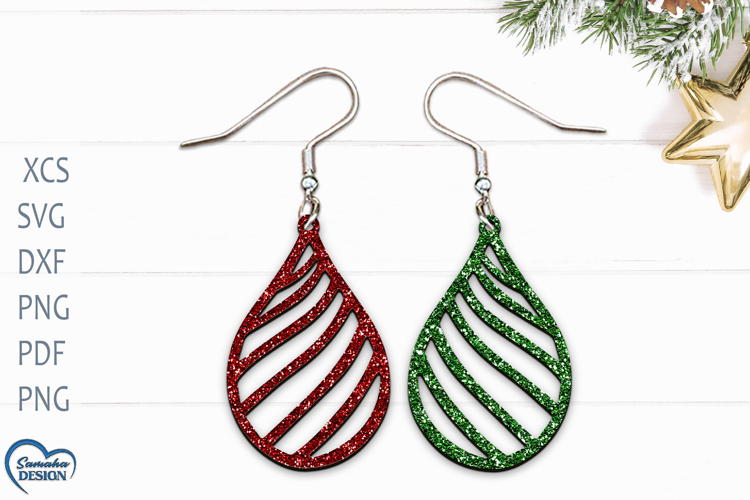 Christmas Earrings Laser Cut. Christmas Ball Laser Cut.