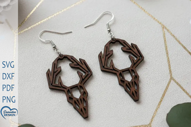 Christmas Earrings Laser Cut. Christmas Deer Laser Cut.