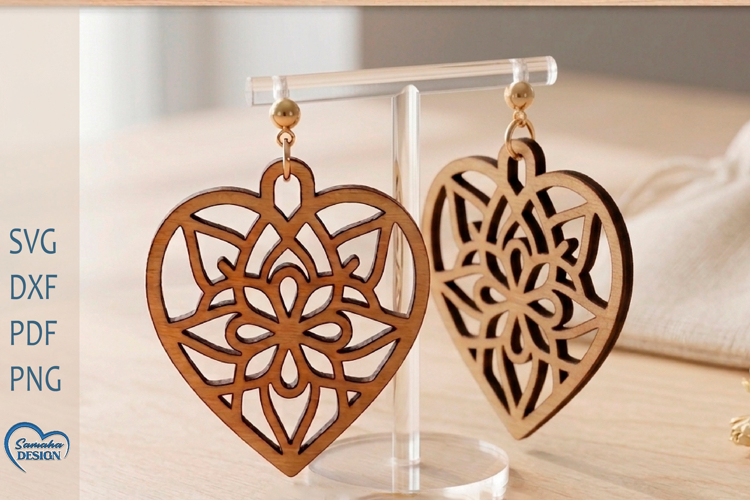 Heart Earrings Laser Cut. Boho Earrings Laser Cut.