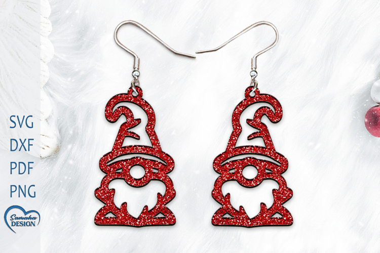 Christmas Earrings Laser Cut. Christmas Elf Laser Cut.