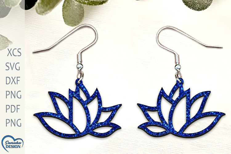 Lotus Flower Earrings Laser Cut. Laser Cut earrings SVG.