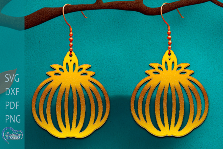 Halloween Cute Pumpkin Earrings Laser Cut. example image 1
