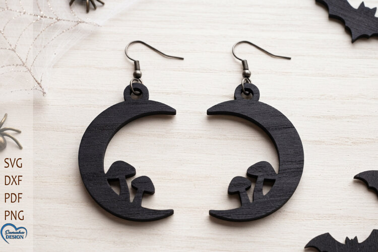 Halloween Celestial Earrings Laser Cut. Halloween Laser cut example image 1