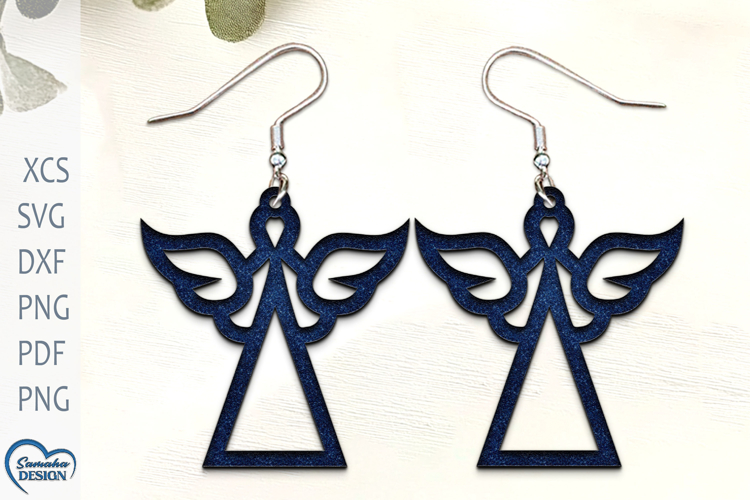 Christmas Earrings Laser Cut. Angel Wings Laser Cut.