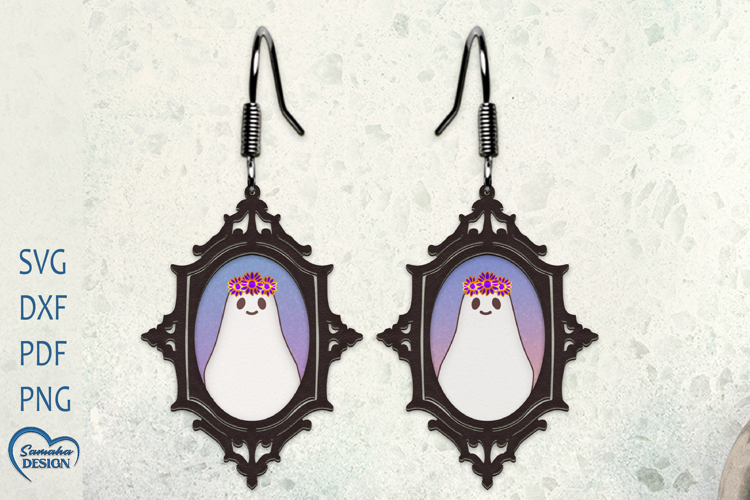 Earrings Laser Cut. Cute Ghost Laser Cut. Halloween SVG.