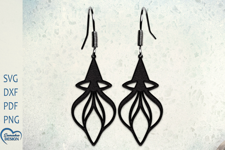 Earrings Laser Cut. Earrings SVG. Halloween Witch Hat SVG.