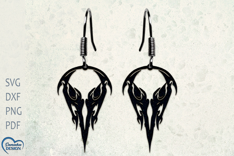 Scull Earrings Laser Cut. Halloween Earrings. Scull SVG.
