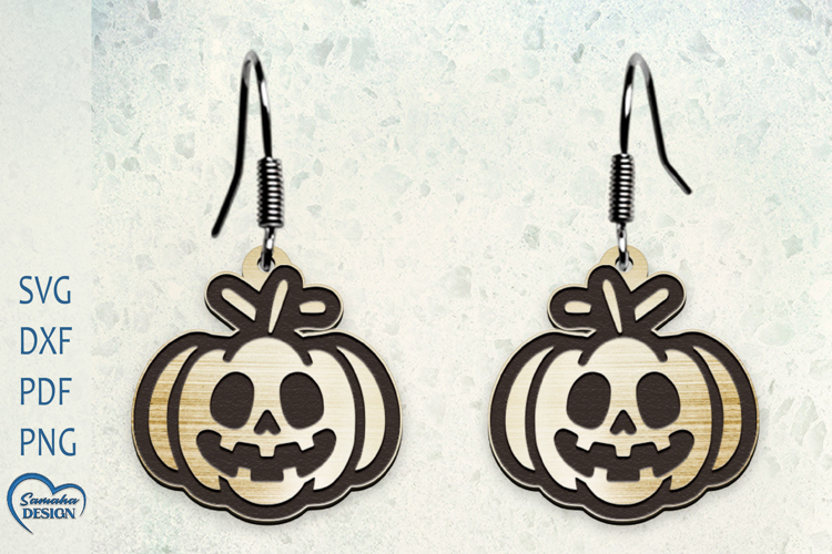 Halloween Cute Pumpkin Earrings Laser Cut.