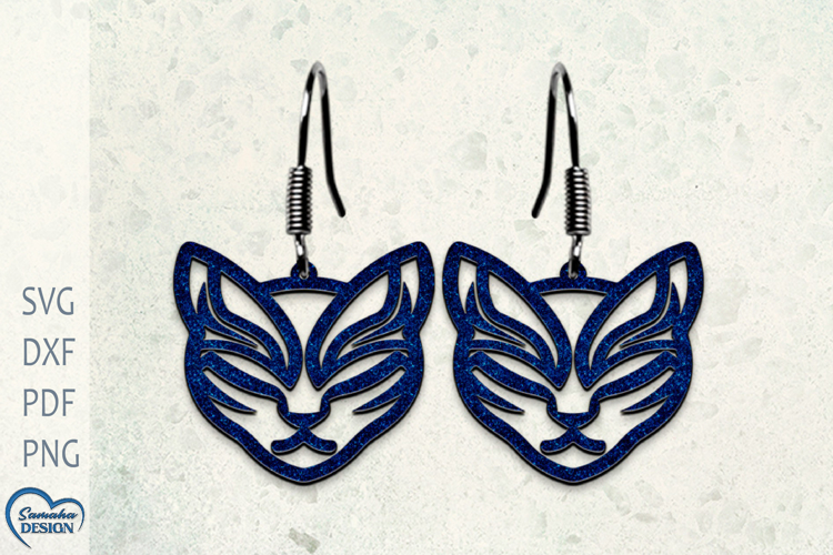 Cat Earrings Laser Cut. Laser Cut earrings SVG.