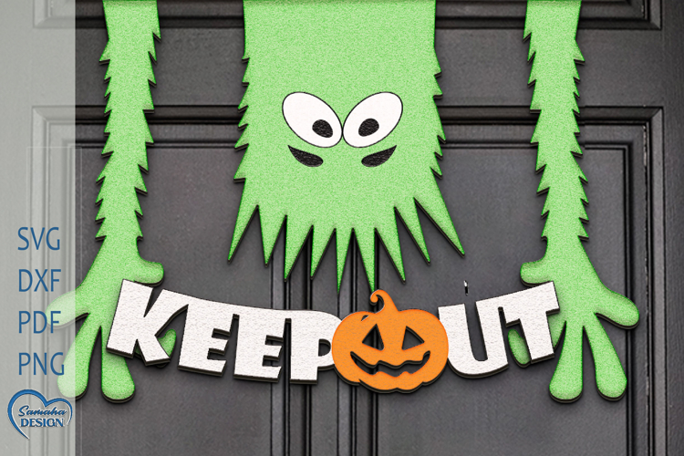 Halloween door hanger Laser Cut. Welcome Door Sign SVG.