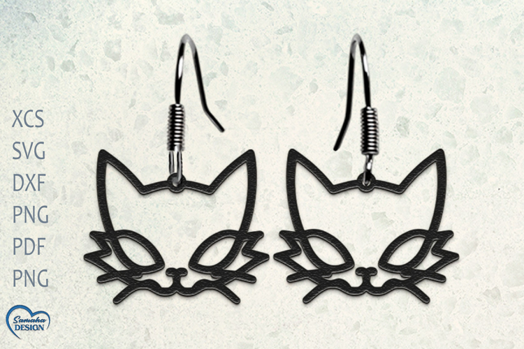 Cat Earrings Laser Cut. Laser Cut earrings SVG.