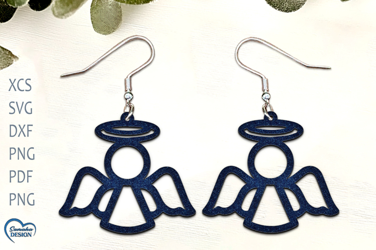 Christmas Earrings Laser Cut. Angel Wings Laser Cut.