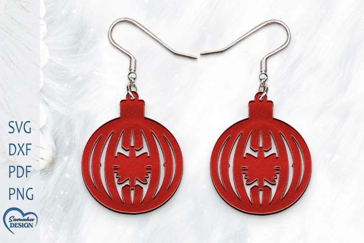 Christmas Earrings Laser Cut. Christmas Ball Laser Cut.