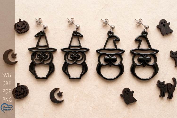 Halloween Owl Earrings Laser Cut. Halloween Laser cut.
