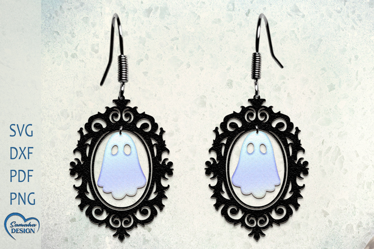 Earrings Laser Cut. Cute Ghost Laser Cut. HalloweenSVG.