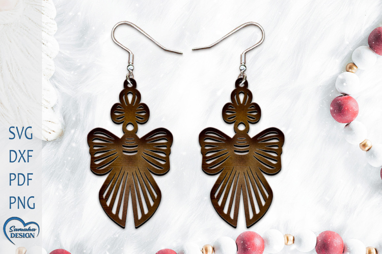 Christmas Earrings Laser Cut. Christmas Bow Laser Cut.