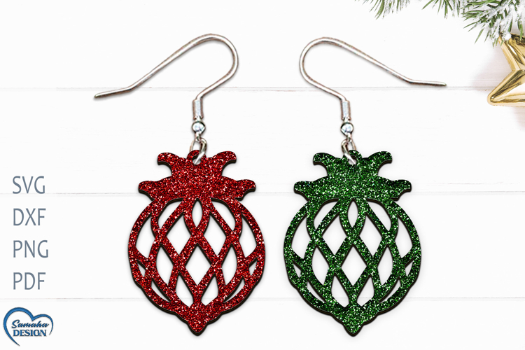 Christmas Earrings Laser Cut. Christmas Ball Laser Cut.