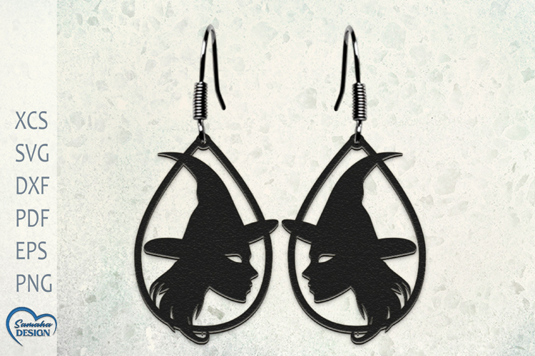 Earrings Laser Cut. Earrings SVG. Halloween Witch SVG.