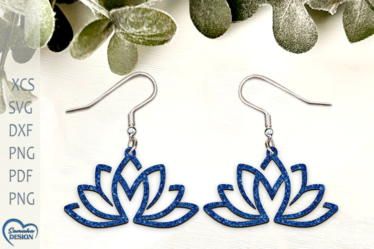 Lotus Flower Earrings Laser Cut. Laser Cut earrings SVG.