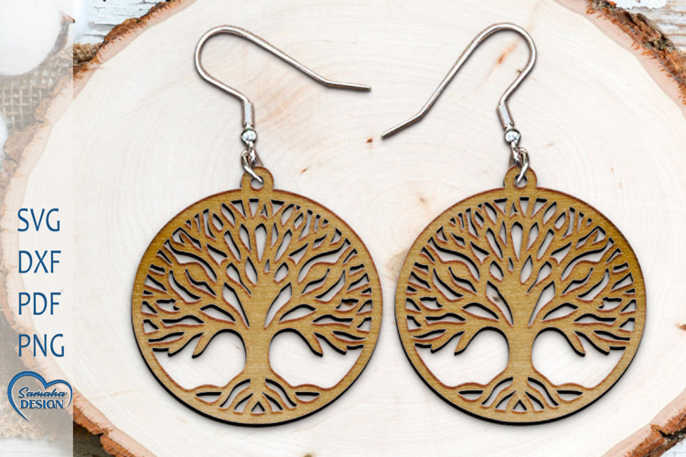Tree of life Earrings Laser Cut. Boho Earrings Laser Cut.