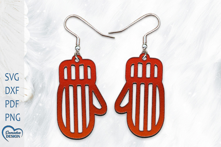 Christmas Mittens Earrings Laser Cut.