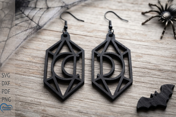 Halloween Moon Earrings Laser Cut. Halloween Laser cut.