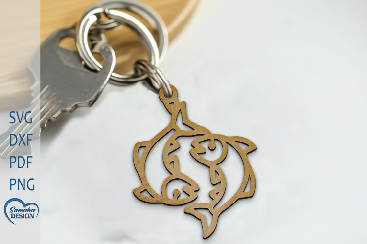 Pisces Keychain Laser Cut. Zodiac Signs Keychain.