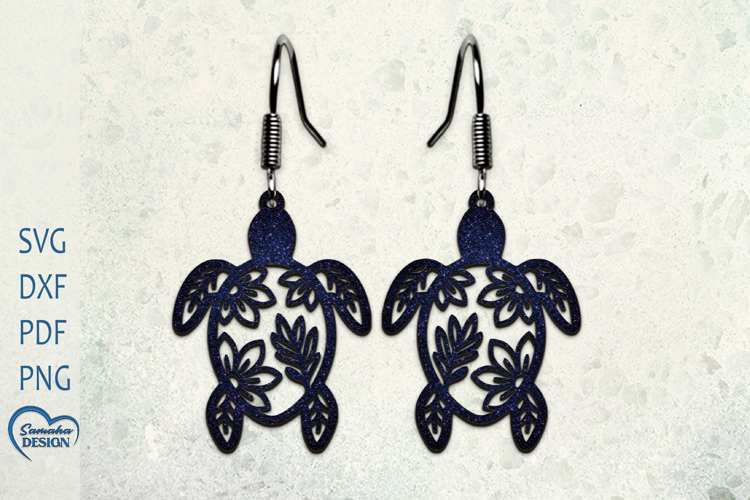 Sea Turtle Earrings Laser Cut. Boho earrings SVG.