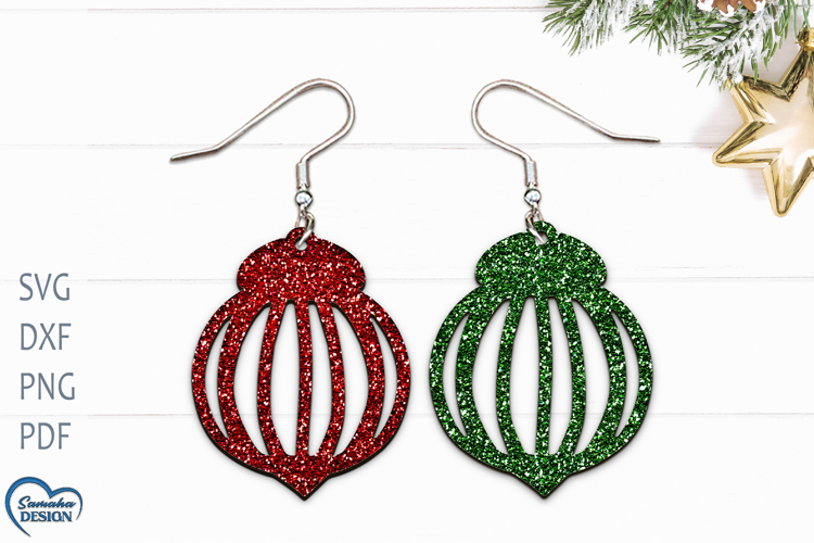 Christmas Earrings Laser Cut. Christmas Ball Laser Cut.