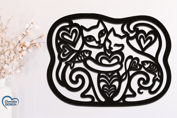 Valentine Cats SVG. Home Decor Lazer Cut. Valentine Wall Art