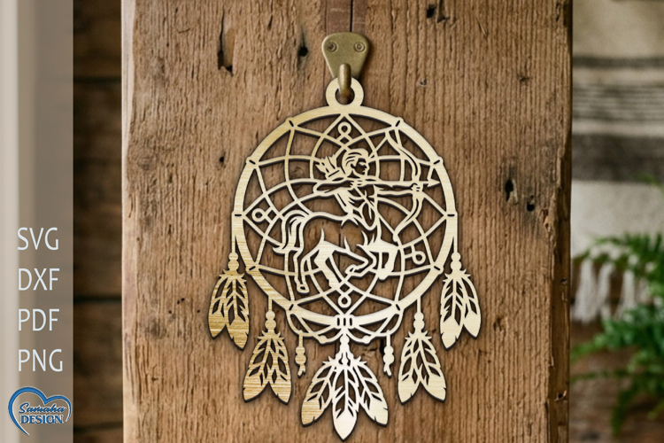 Dream Catcher Laser Cut. Sagittarius Zodiac Sign.