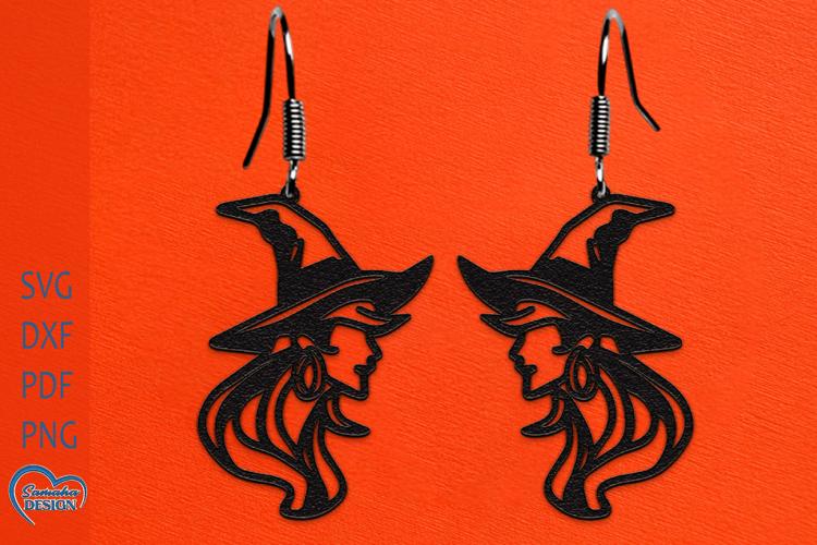 Earrings Laser Cut. Earrings SVG. Halloween Witch Hat SVG.