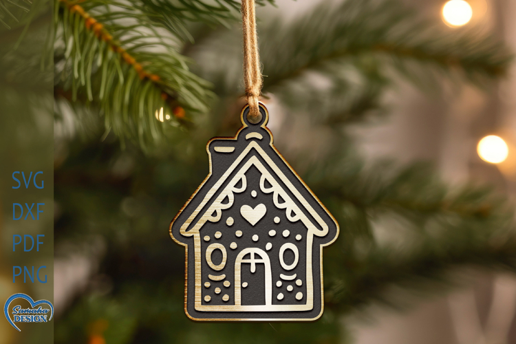 Christmas Ornament SVG. Christmas Gringerbread Home Ornament
