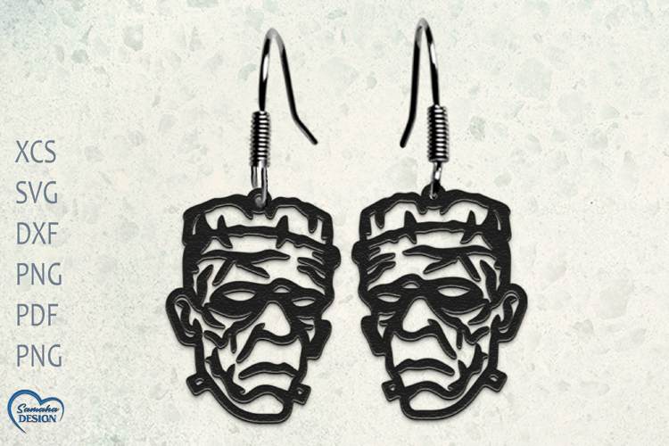 Halloween Earrings Laser Cut. Halloween Zombie head SVG.