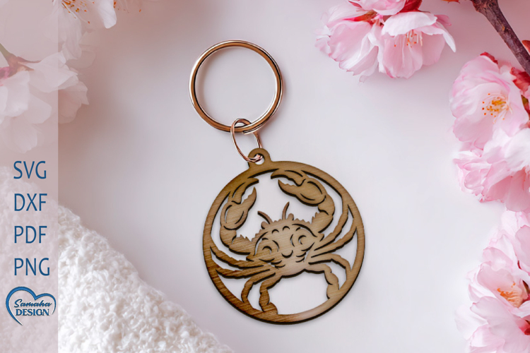 Cancer Keychain Laser Cut. Zodiac Signs Keychain.