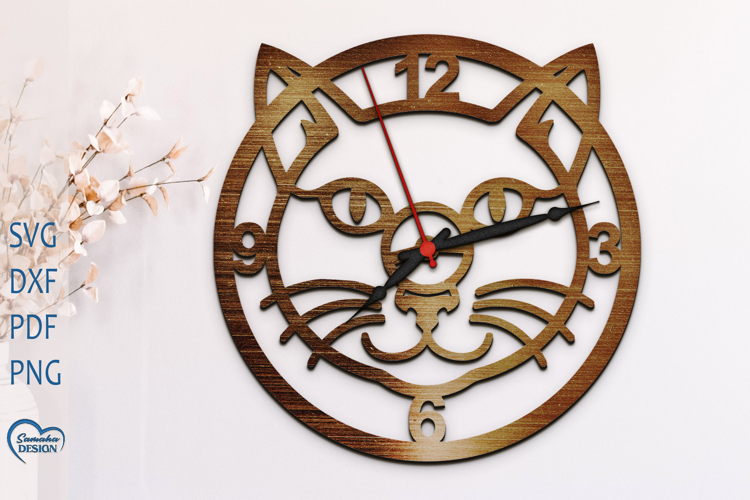 Wall clock laser cut. Animals wall clock. Clock face SVG.
