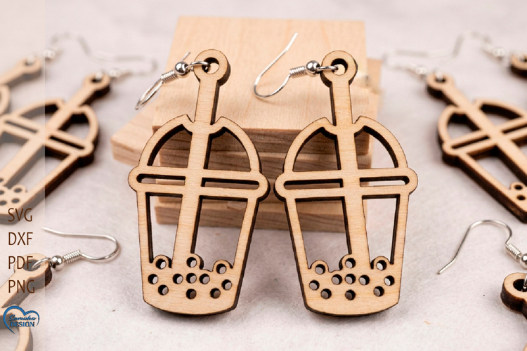 Bubble tea Earrings Laser Cut. Food Earrings