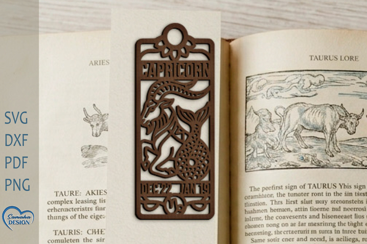 Capricorn Bookmark Laser Cut. Zodiac Sign Laser Cut.
