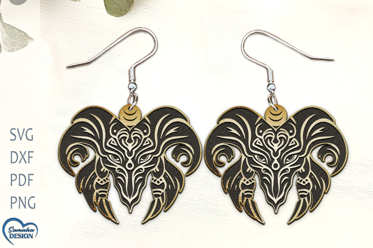 Aries Earrings Laser Cut. Laser Cut earrings SVG.