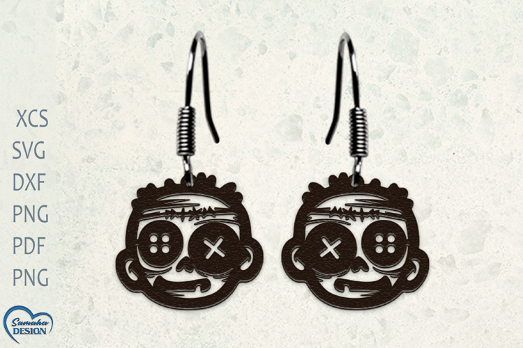 Halloween Earrings Laser Cut. Halloween Zombie head SVG.