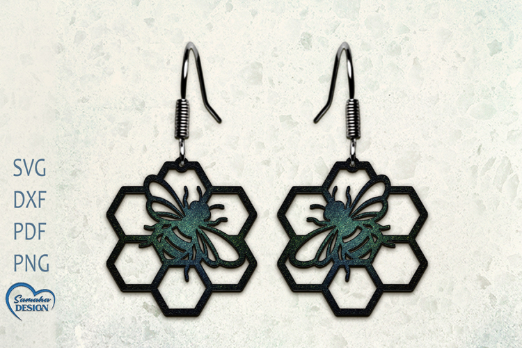 HoneyBee Earrings Laser Cut. Bee Silhouette Laser Cut.