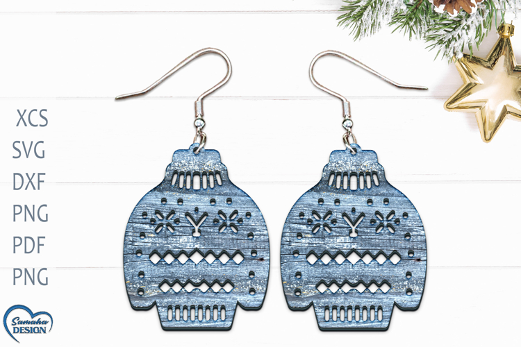 Ugly Christmas Sweater Earrings Laser Cut.