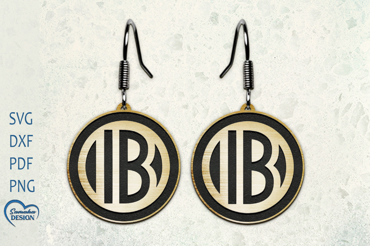 Alphabet Earrings Laser Cut. Laser Cut Letter B earrings.