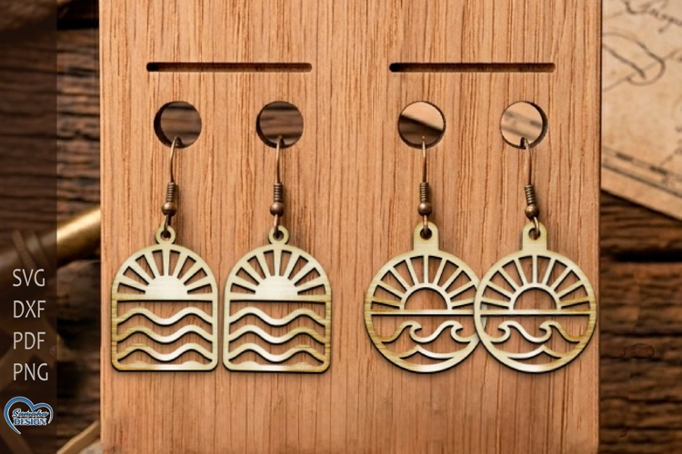 Cherry Earrings Laser Cut. Sea Earrings Laser Cut.