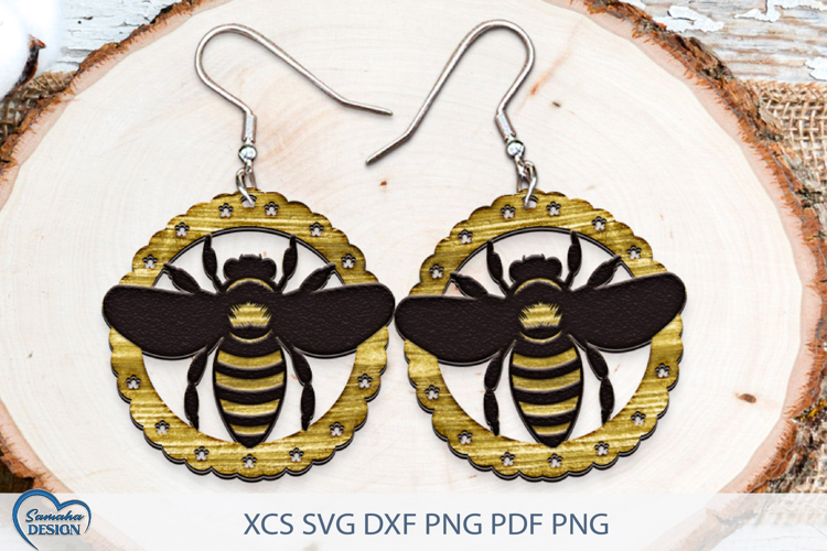 Bee Earrings Laser Cut. Bee Silhouette Laser Cut.