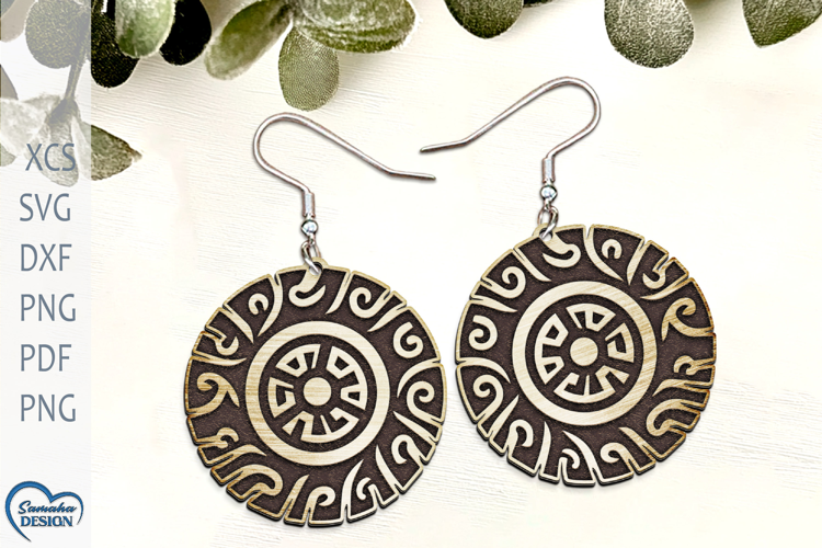 Modern Wave Earrings Laser Cut. Totem Earrings Laser Cut.
